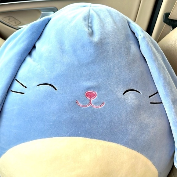 NWOT Kellytoy SQUISHMALLOWS 16" SEBASTIAN PERIWINKLE Blue Easter BUNNY Plush - Picture 2 of 7